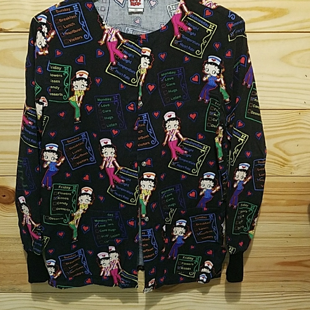 Betty Boop scrub jacket, size XS